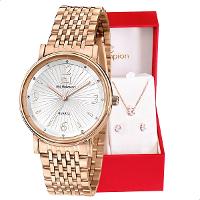 Relógio Champion Ana Hickmann Analógico Aço Rosé AH28893Z Kit Colar e Brincos - 1