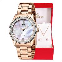 Relógio Champion Ana Hickmann Analógico Prova D'Água Aço Rosé AH28884Z Kit Colar e Brincos - 1