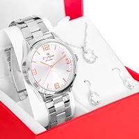Relógio Champion Feminino Prata Prova D´Agua + Kit de Brincos e Colar Garantia De Um Ano CN29893Q - 1
