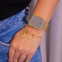 Relógio Feminino Champion Digital Espelhado Dourado CH40083B + Pulseira Berloques