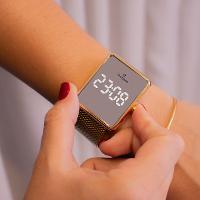 Relógio Feminino Champion Digital Espelhado Dourado CH40083B + Pulseira Berloques - 5