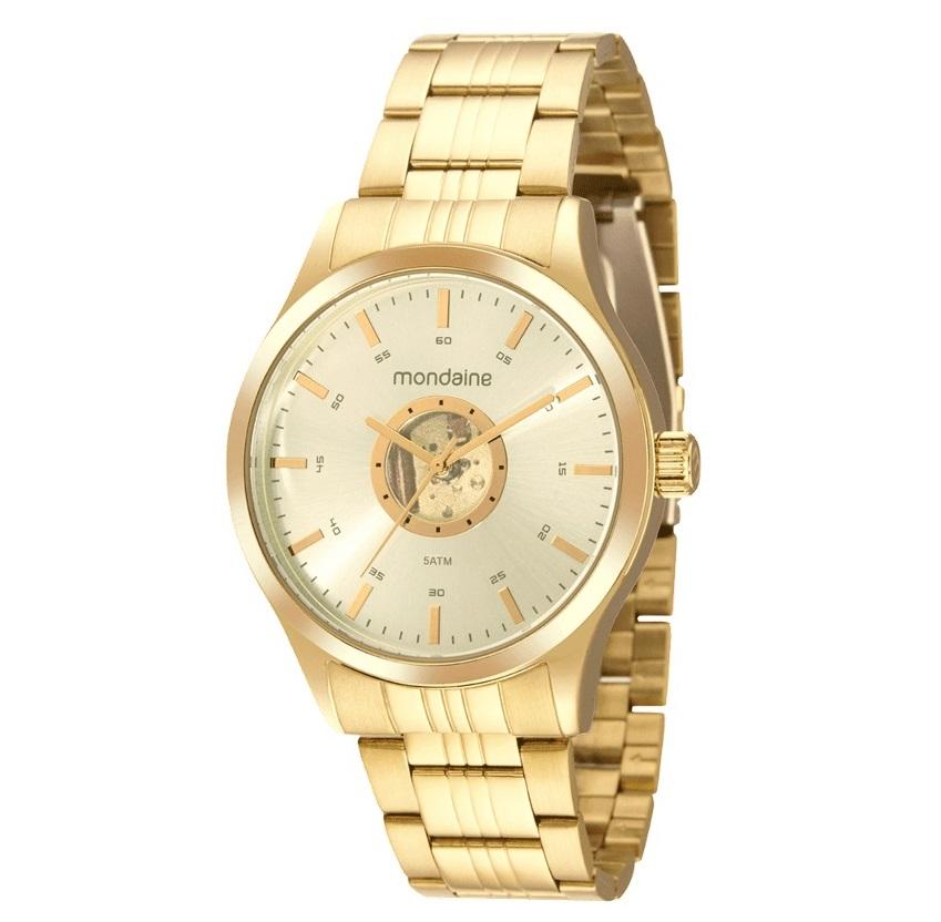 Relógio Masculino Mondaine Dourado Prova D'Água 99633GPMVDE3 - 1