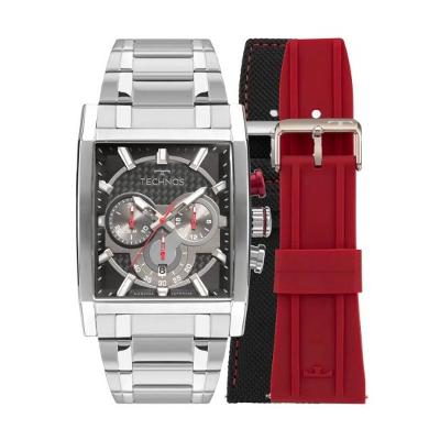 Relógio Masculino Technos Ts Carbon Prata JS25BBJ/T1P + Duas Pulseiras Extras