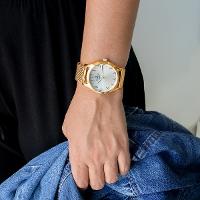 Relógio Feminino Champion Analógico Dourado Pulseira Mesh CN26019B Colar e Brincos - 5