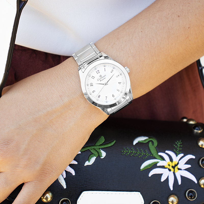 Relógio Feminino Champion Analógico Prata CN29409Q Colar e Brincos - 4