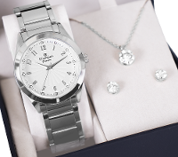 Relógio Feminino Champion Analógico Prata CN29409Q Colar e Brincos - 6