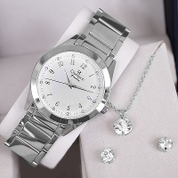 Relógio Feminino Champion Analógico Prata CN29409Q Colar e Brincos - 8