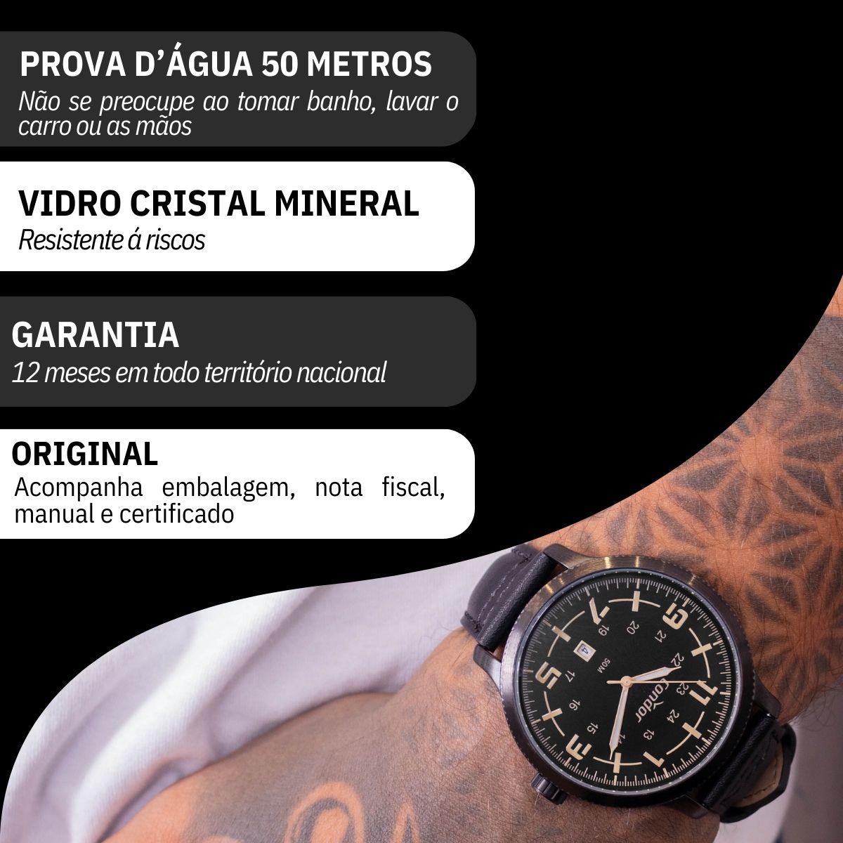 Relógio Masculino Condor Analógico Preto CO2115MYU/K5P + Kit - 3