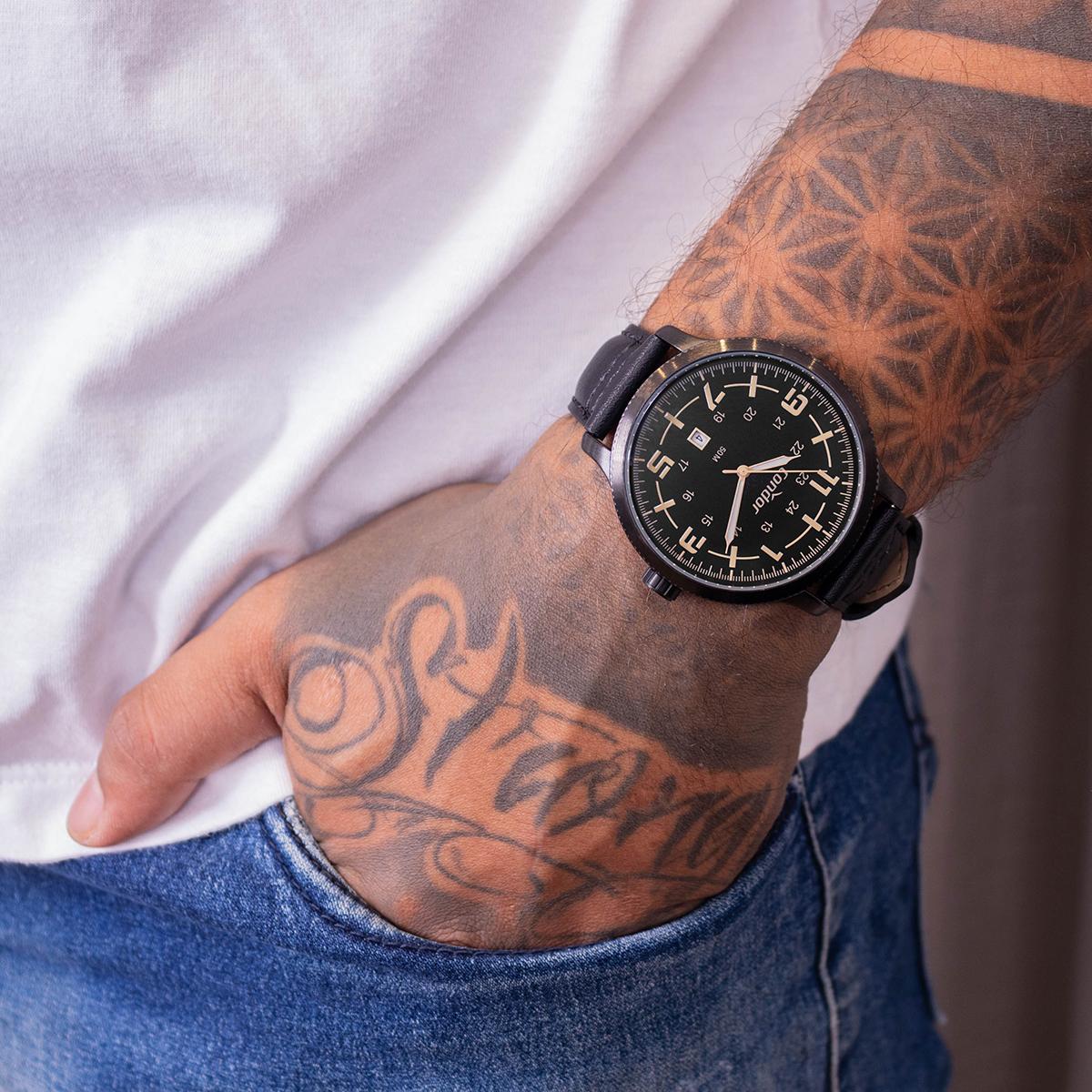 Relógio Masculino Condor Analógico Preto CO2115MYU/K5P + Kit - 6