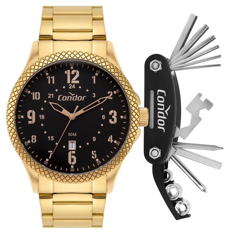 Relógio Masculino Condor Analógico Dourado CO2115MYX/K4P + Kit - 1