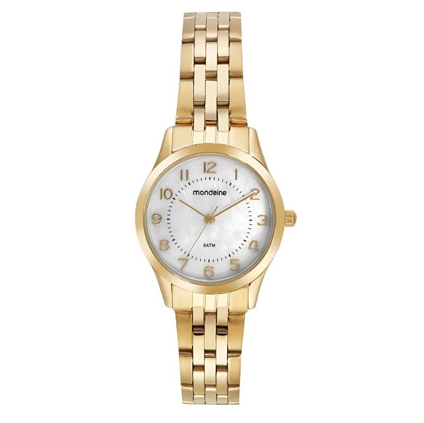 Relógio Feminino Mondaine Dourado Pequeno 32796LPMKDE1K4 + Colar e Brincos - 1