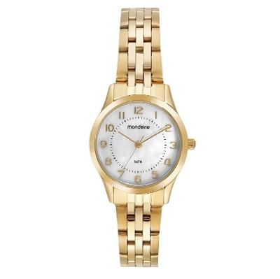 Relógio Feminino Mondaine Dourado Pequeno 32796LPMKDE1K4 + Colar e Brincos