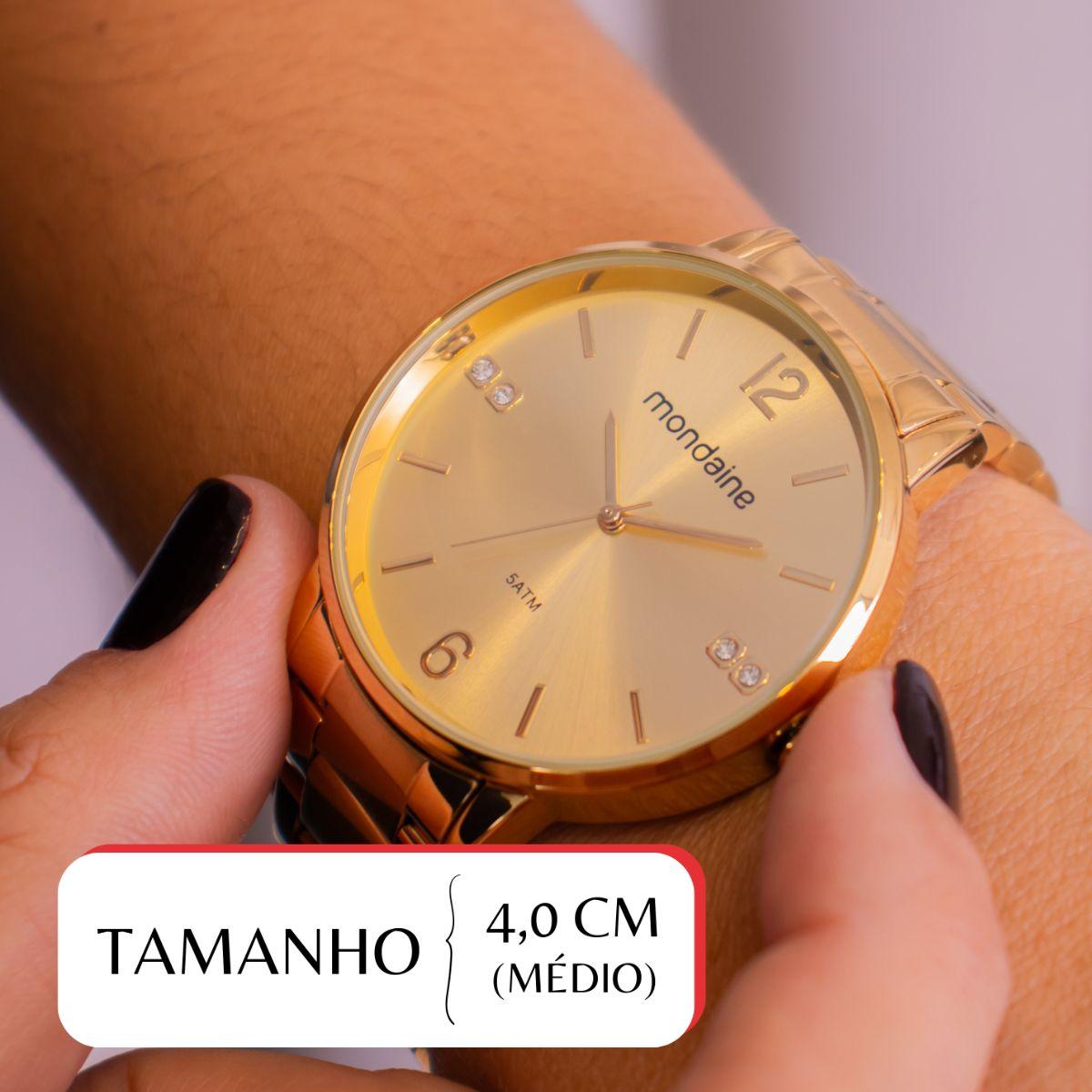Relógio Feminino Mondaine Dourado 32600LPMKDE1K1 + Colar e Brincos - 2