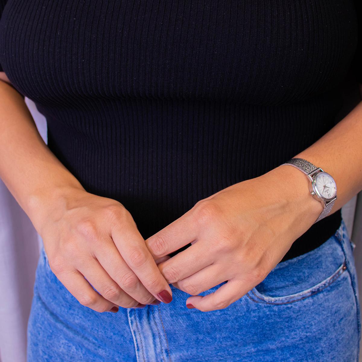 Relógio Feminino Champion Texturizado Mini Prata CF24091Q + Colar e Brincos - 6