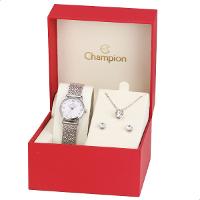 Relógio Feminino Champion Texturizado Mini Prata CF24091Q + Colar e Brincos - 10