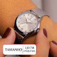 Relógio Feminino Champion Analógico Prata Pequeno CF24117Q + Colar e Brincos - 2