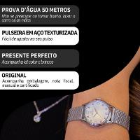 Relógio Feminino Champion Analógico Prata Pequeno CF24117Q + Colar e Brincos - 3