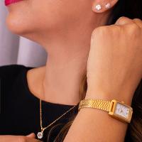 Relógio Feminino Champion Dourado Pequeno CF24028H + Colar e Brincos - 5