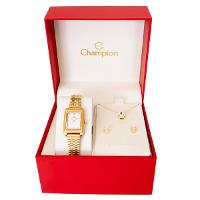 Relógio Feminino Champion Dourado Pequeno CF24028H + Colar e Brincos - 9