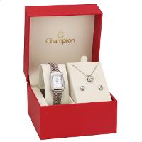 Relógio Feminino Champion Prata Pequeno CF24028Q + Colar e Brincos - 10