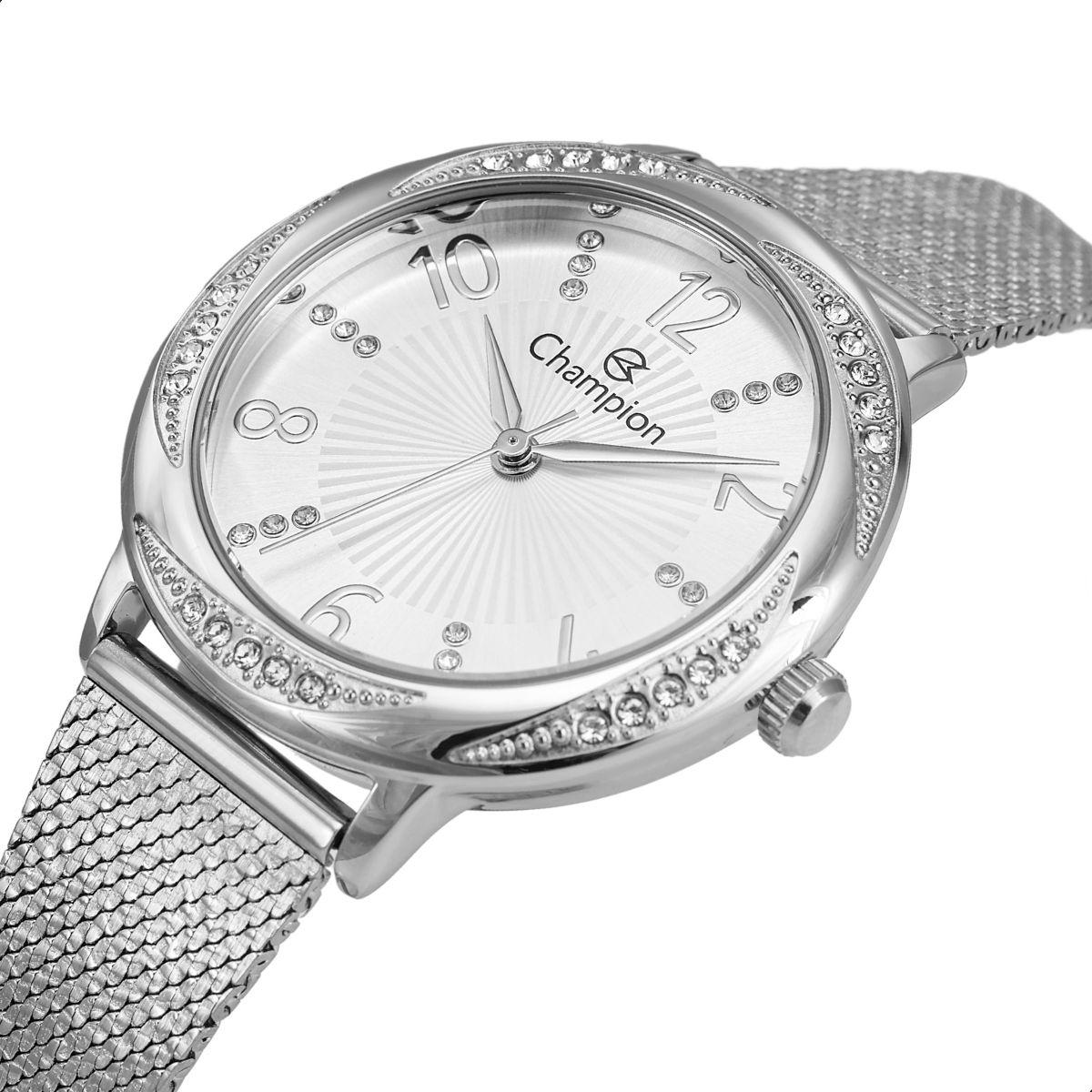 Relógio Feminino Champion Analógico Prata CF24251Q + Colar e Brincos - 7