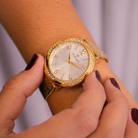 Relógio Feminino Champion Analógico Dourado CF24251H + Colar e Brincos