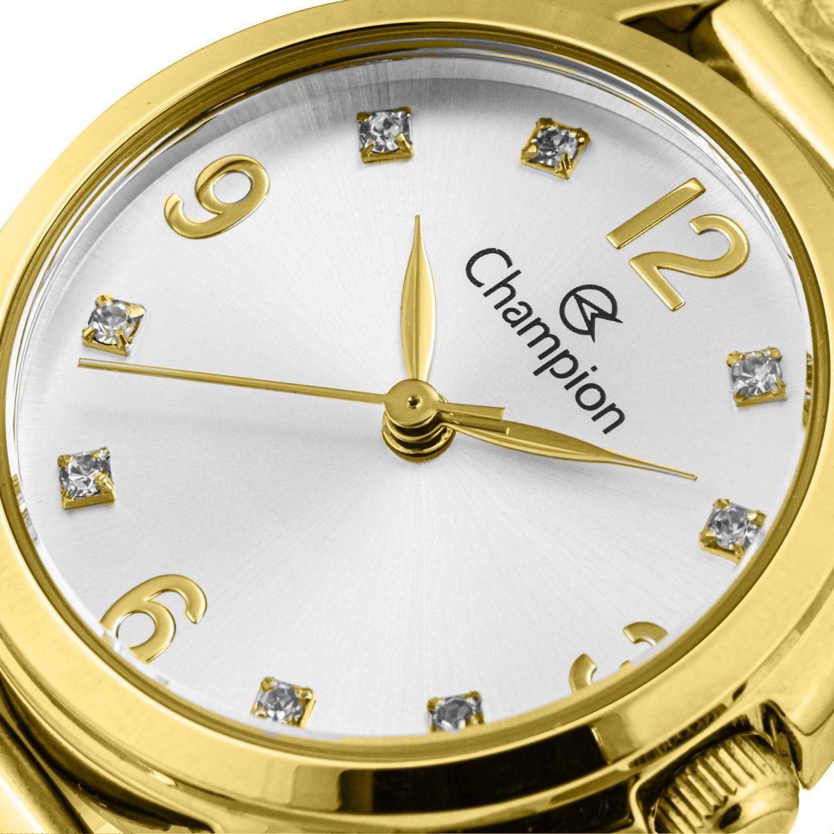 Relógio Feminino Champion Analógico Dourado Pequeno CF24117H + Colar e Brincos - 7