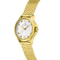 Relógio Feminino Champion Analógico Dourado Pequeno CF24117H + Colar e Brincos - 8