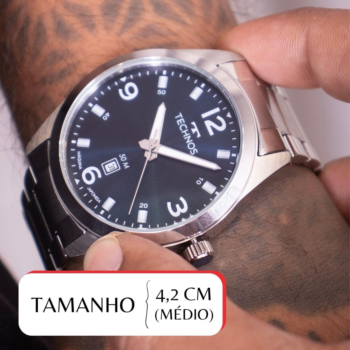 Relógio Masculino Technos Prata Azul Analógico 2115TZP/1A - 2