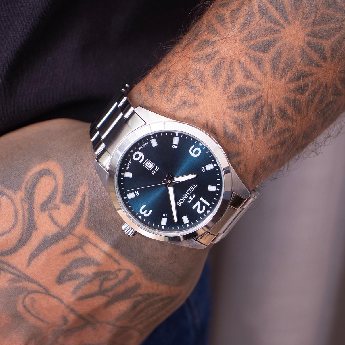 Relógio Masculino Technos Prata Azul Analógico 2115TZP/1A - 4