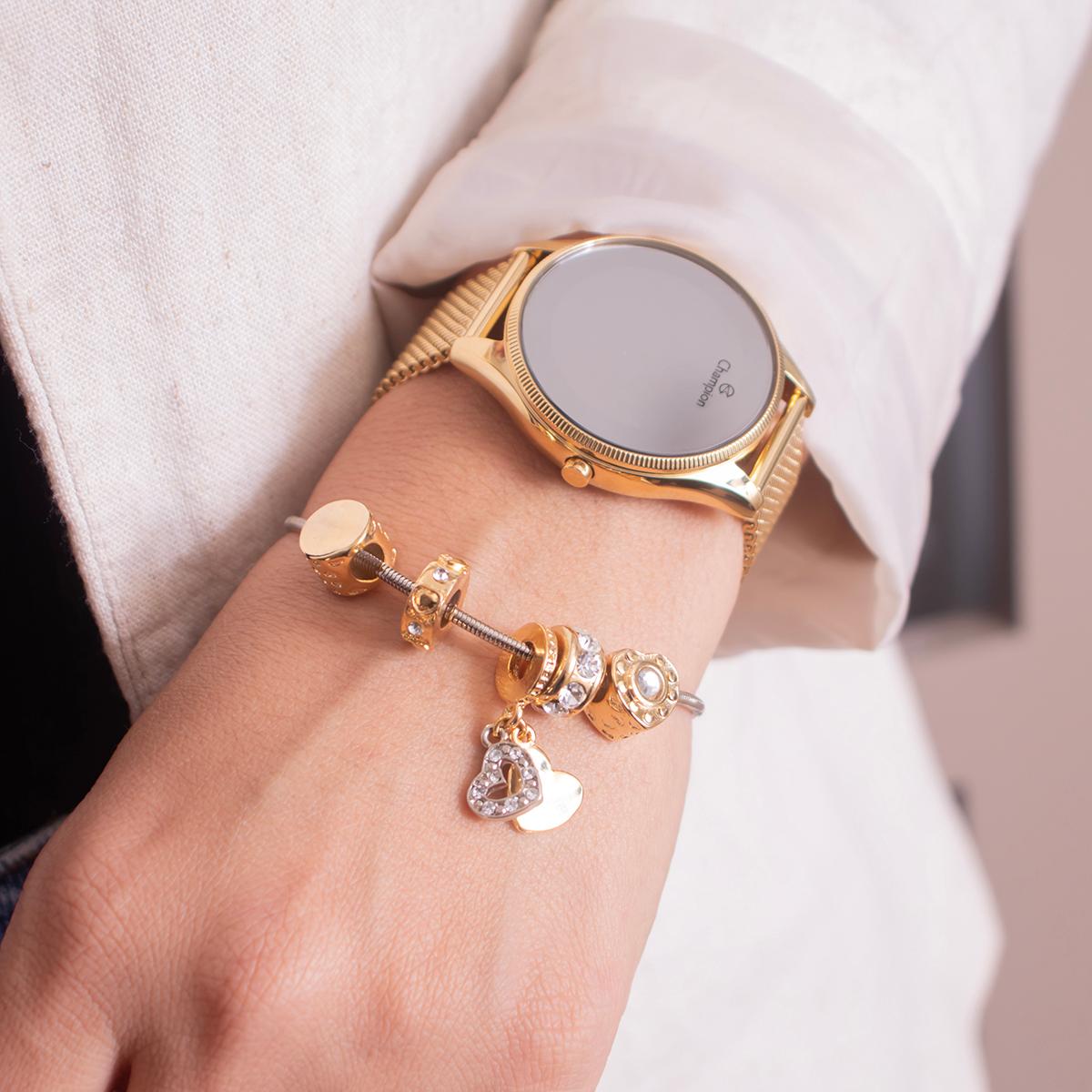 Relógio Feminino Champion Dourado Espelhado Digital CH40137B + Pulseira Berloques - 4