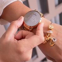 Relógio Feminino Champion Dourado Espelhado CH40147B + Pulseira Berloques