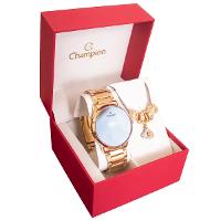 Relógio Feminino Champion Dourado Espelhado CH40147B + Pulseira Berloques - 7