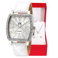 Relógio Feminino Champion Ana Hickmann Analógico Couro Branco AH20006Q Kit Colar e Brincos - 1