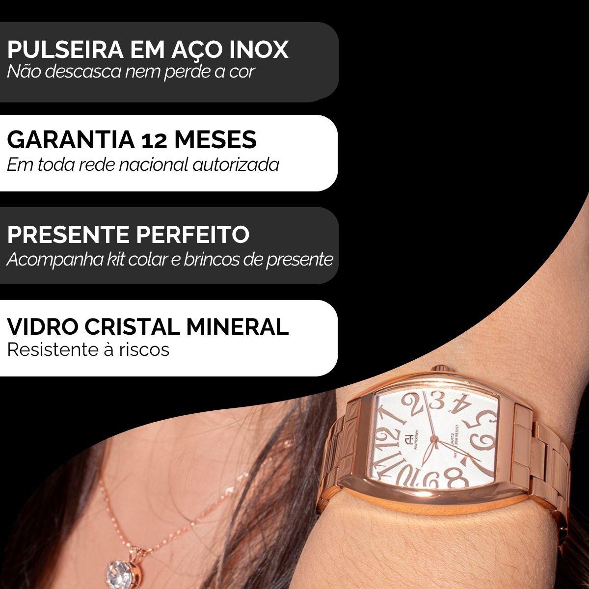 Relógio Champion Ana Hickmann Analógico Aço Rosé AH20079Z Kit Colar e Brincos - 3
