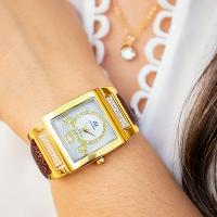 Kit Relógio Feminino Champion Ana Hickmann Analógico Quadrado Couro AH28062B Cristais - 2