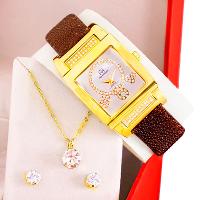 Kit Relógio Feminino Champion Ana Hickmann Analógico Quadrado Couro AH28062B Cristais - 5