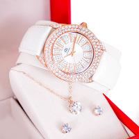 Kit Relógio Feminino Champion Ana Hickmann Analógico Couro Branco AH28240Z Cristais - 5