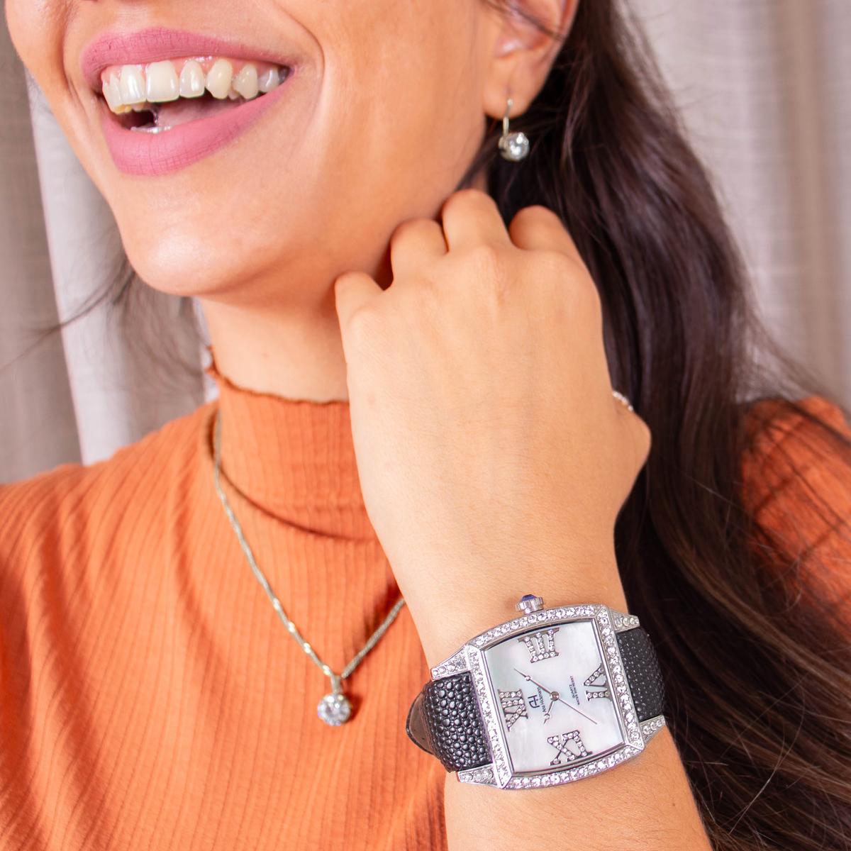 Relógio Champion Ana Hickmann Analógico Couro Aço Prata AH28259Q Kit Colar e Brincos - 4