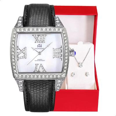 Relógio Champion Ana Hickmann Analógico Couro Aço Prata AH28259Q Kit Colar e Brincos