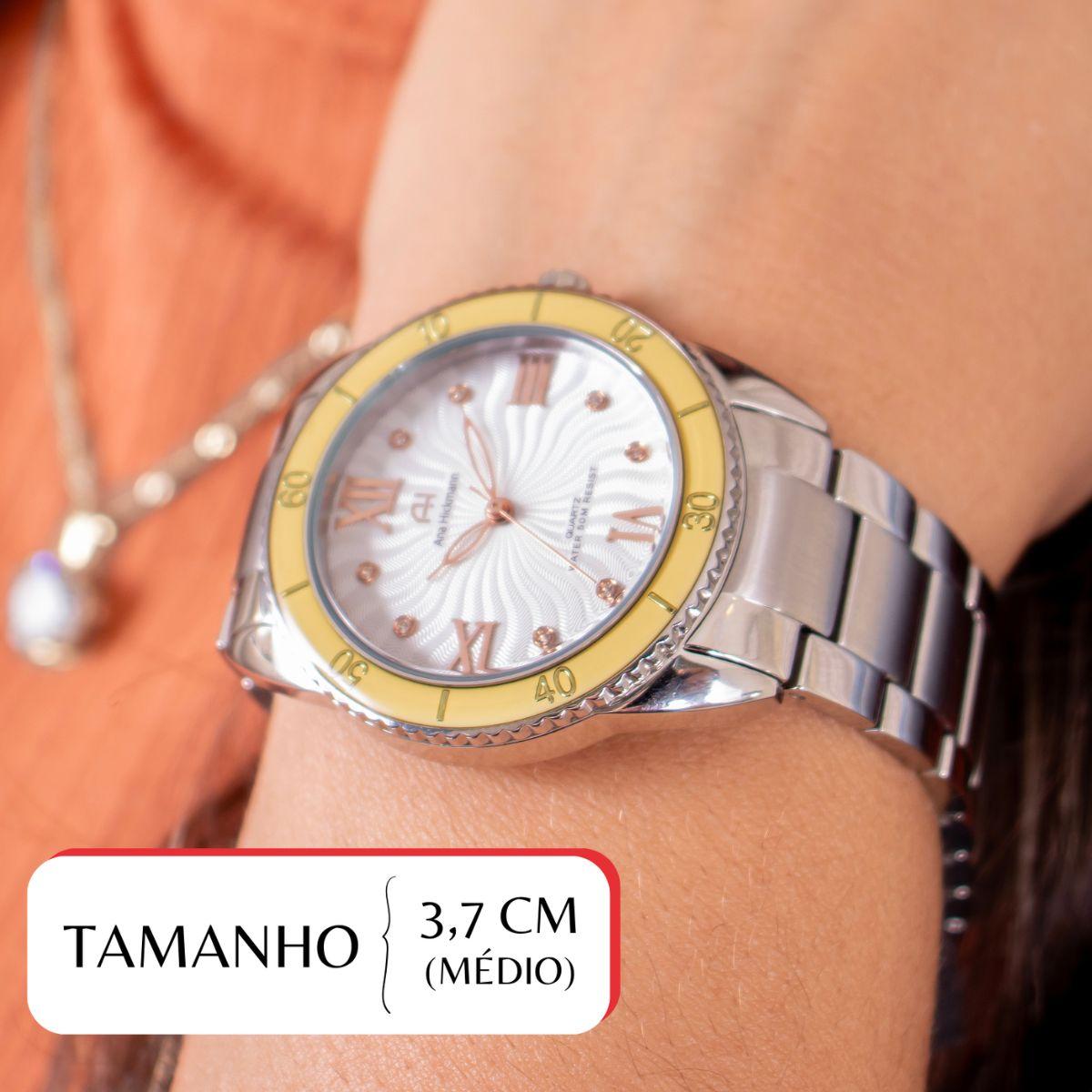 Relógio Champion Ana Hickmann Analógico Aço Prata AH28491S Kit Colar e Brincos - 2