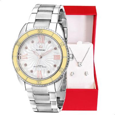Relógio Champion Ana Hickmann Analógico Aço Prata AH28491S Kit Colar e Brincos