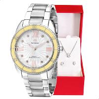 Relógio Champion Ana Hickmann Analógico Aço Prata AH28491S Kit Colar e Brincos - 1