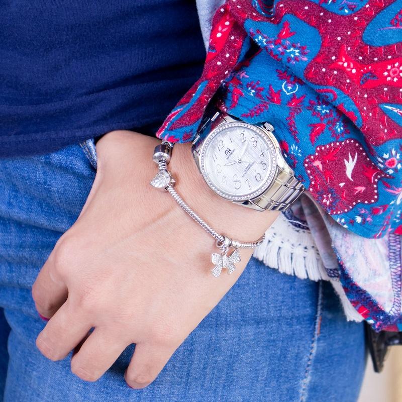 Kit Relógio Feminino Champion Ana Hickmann Analógico Prata AH20015Q Cristais - 2