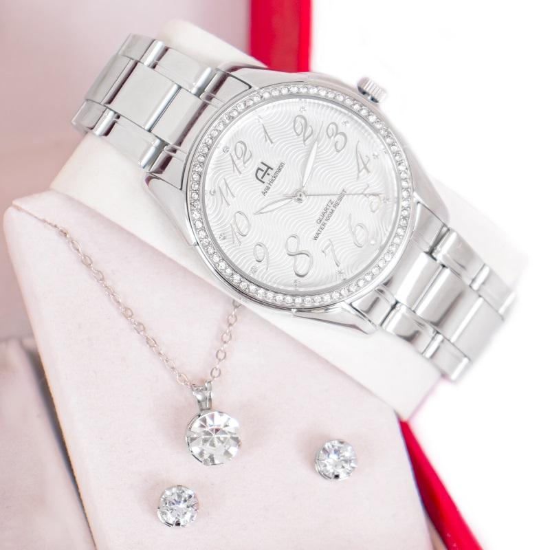 Kit Relógio Feminino Champion Ana Hickmann Analógico Prata AH20015Q Cristais - 5