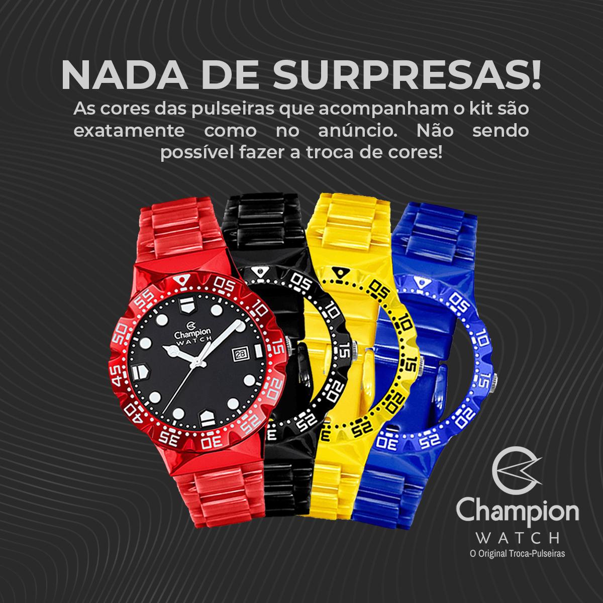 Relógio Champion Troca Pulseiras CP31901Q Prova D'Água 100m - 5