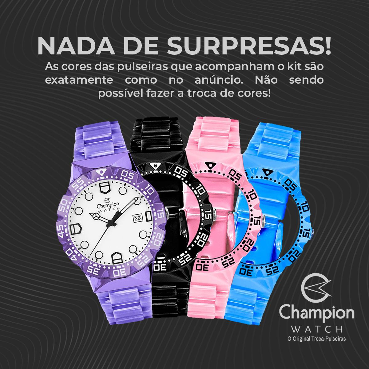 Relógio Champion Troca Pulseiras CP31901M Prova D'Água 100m - 5