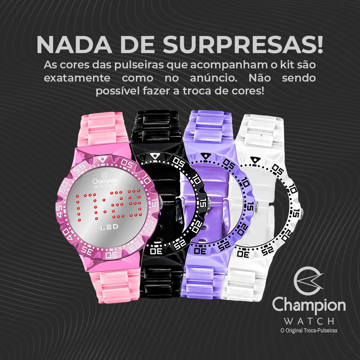 Relógio Digital Champion Troca Pulseiras CP40977C Prova D'Água 100m - 5