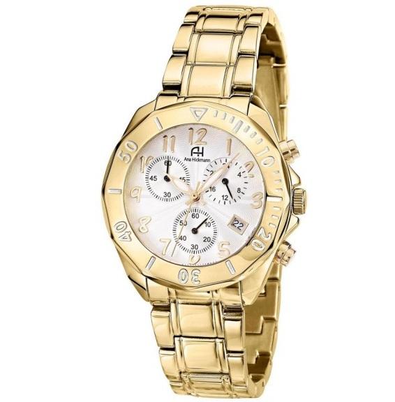 Relógio Feminino Champion Ana Hickmann Dourado Cronógrafo Prova D'Água AH30246H Colar e Brincos - 1