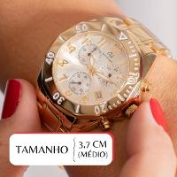 Relógio Feminino Champion Ana Hickmann Dourado Cronógrafo Prova D'Água AH30246H Colar e Brincos - 2